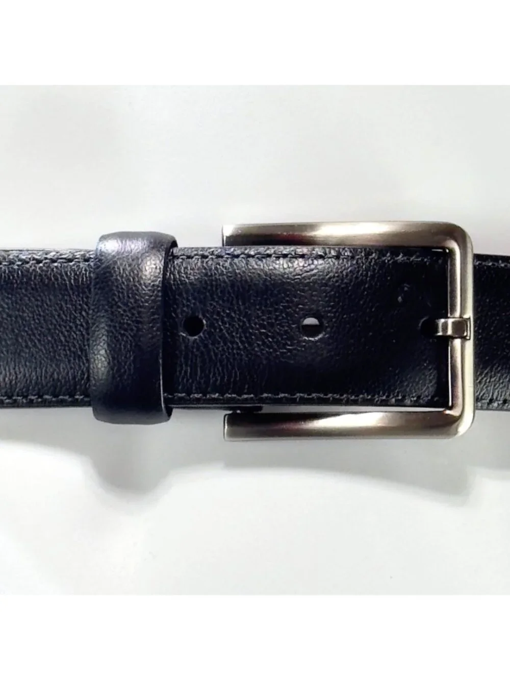 Johnston Murphy Men’s Dress Belt Black Leather Silver-Tone Buckle Size 38
